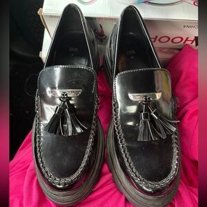 ZARA Black Leather Chunky Loafers